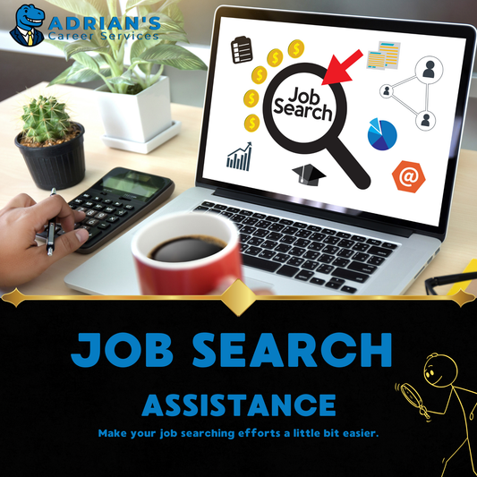 Blue figure representing job seeker under magnifying glass among crowd of white icons